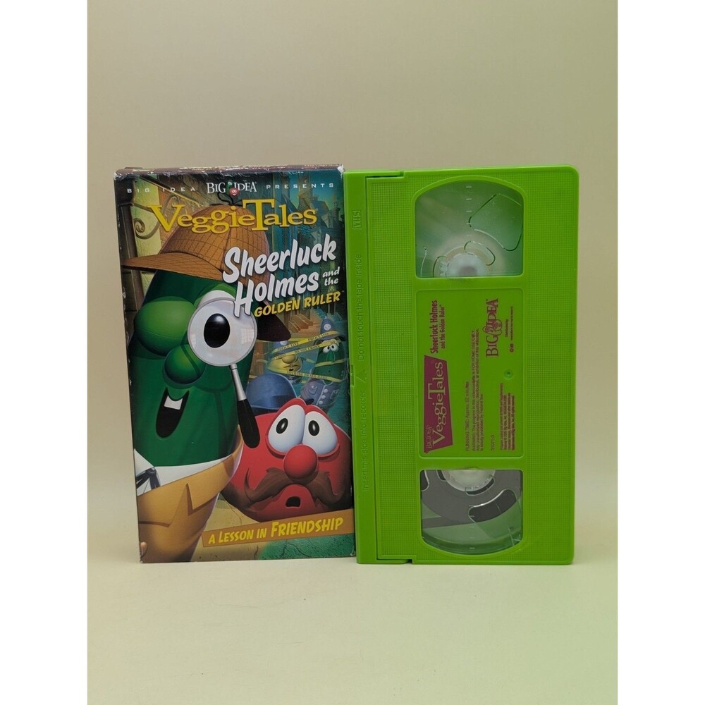 VeggieTales Sheerluck Holmes and the Golden Ruler VHS Green Tape RARE Big Idea